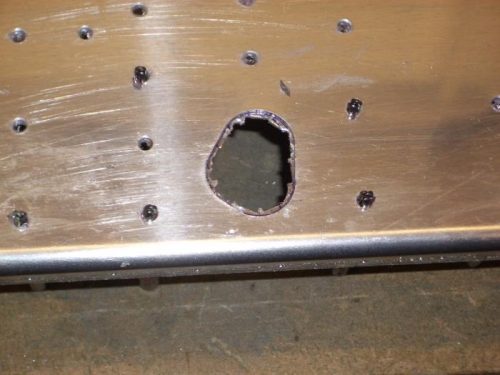 Hole rough-cut, ready for smoothing