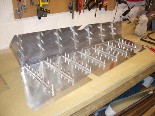 Drilling stiffeners to RH elevator skin