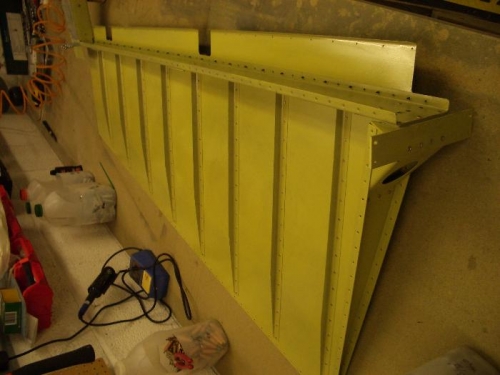 Attaching rudder skins ready for riveting