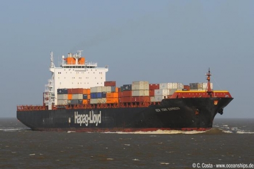 MV New York Express, sails from Seattle 17 April 2010