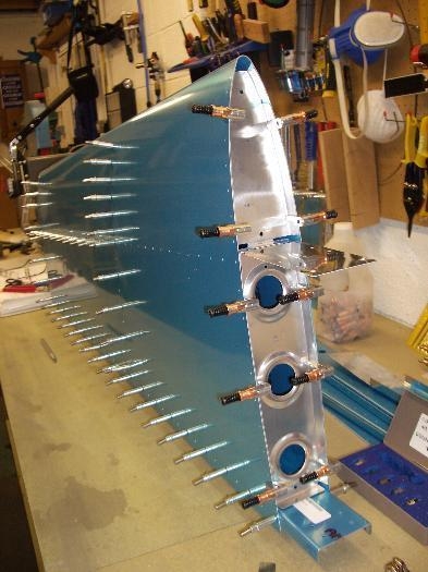 Inboard ribs clamped in place before drilling