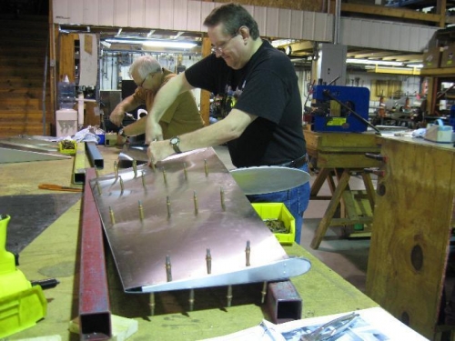 Riveting the skins on