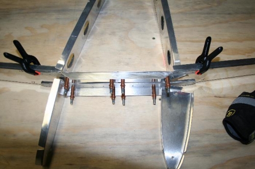 Front view of where the 2 HS 702 spars meet