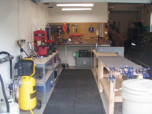 The shop (Storage racks at far right back)