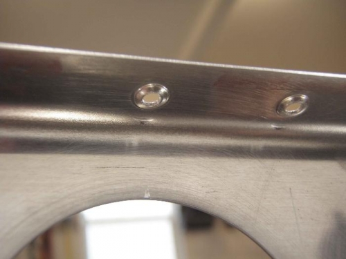 Impact area seen as a polished area