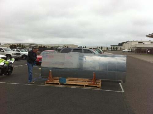 The wings ready for loading into the truck
