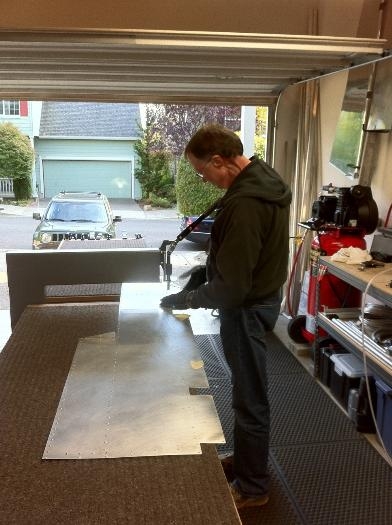 Dad working the DRDT-2 to dimple the skins