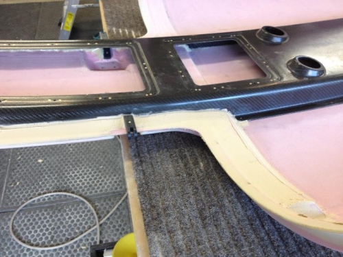 OH console being blended into cabin cover