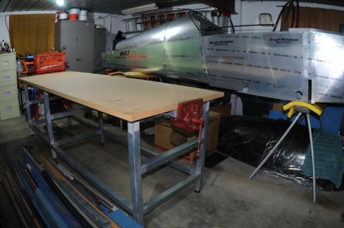 MDF top glued and setting