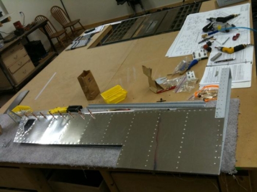 Assembled the spar, counterweight assembly, tip ribs and skins.