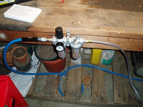 Filter/Oiler setup with lightweight hose