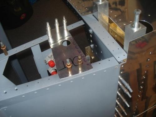 Template for the left tank fuel line exit made