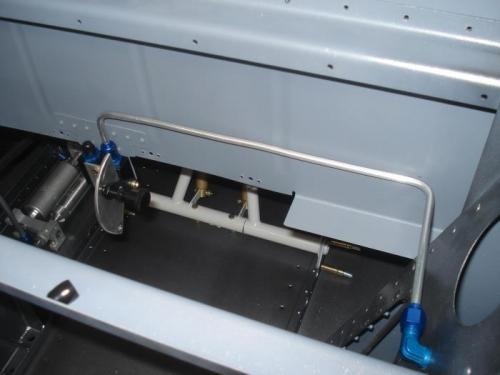 Right brake line completed and attached to the gear tower