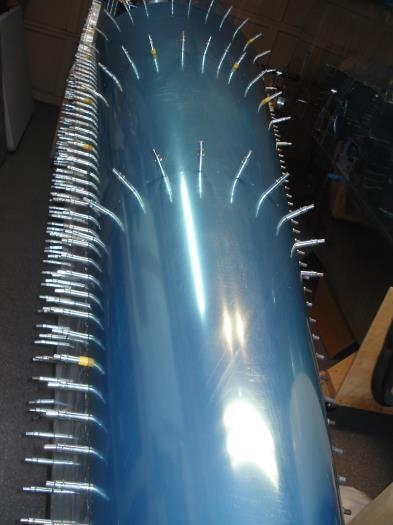 Aft skin clecoed into position