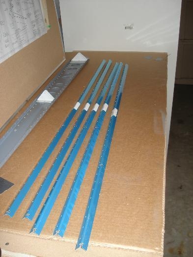 Stiffener lengths ready for cutting.