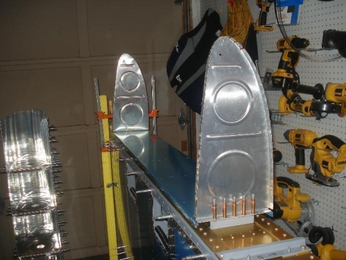 Left wing fuel tank skin and ribs removed