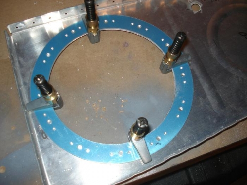 T-407 clamped after cutting the big hole with the man killer!