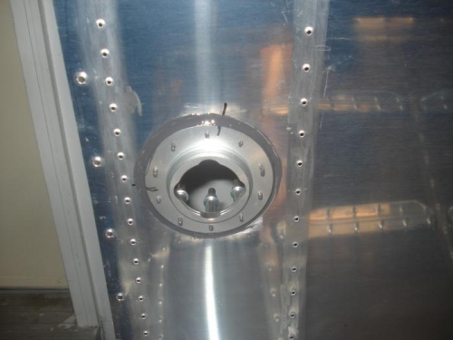 Fuel cap flange prosealed and 100% clecoed