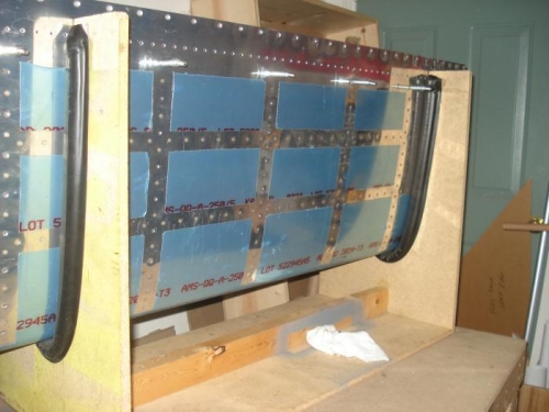 Every second rivet is wet set in place.