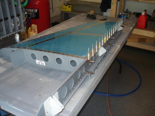 Spar clecoed in place