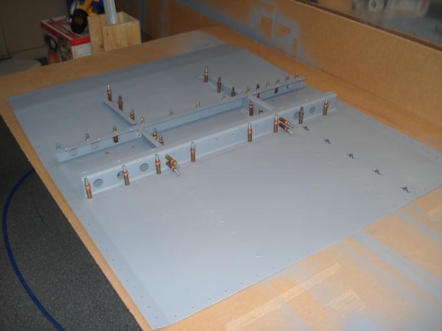 Cross members and floor ribs clecoed