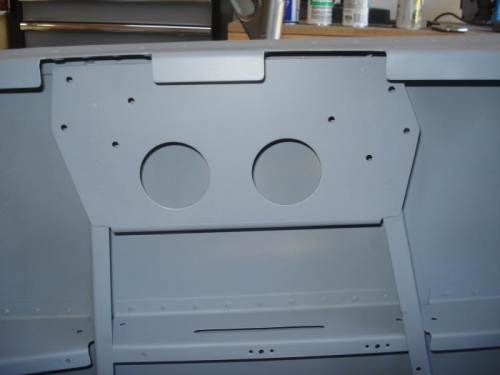 Support plates riveted in place and touched up with primer