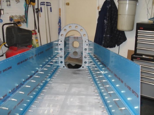 Aft side skins clecoed to the mid and lower longerons