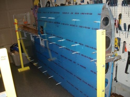 Top and bottom skins clecoed on.