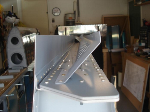 Flap brace and aileron gap fairing riveted into position