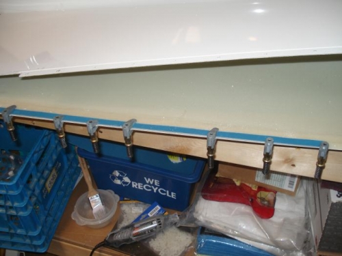 Reinforcements strips clamped in place