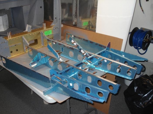 Seat rib assesmbly all clecoed and matched drilled.