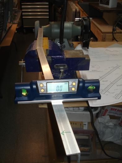 F-843-L in the vice and digital level zeroed.