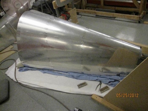 Aft fuselage with skins riveted on