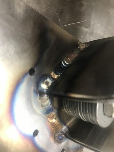 Showing typical weld on the 90 degree leg