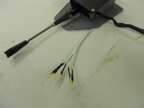 Dsub pins soldered to trim servo wires