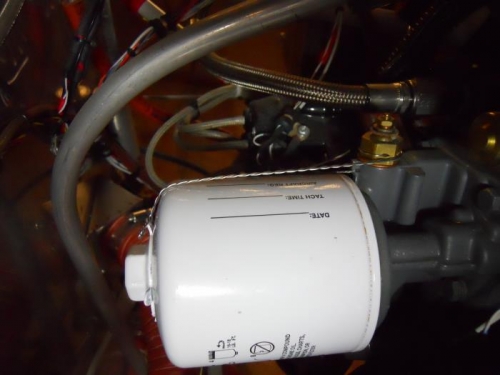 Safety wired oil sender to filter