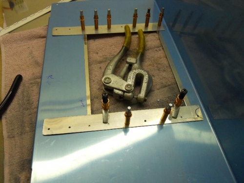 Transferring holes from doublers to baggage shelf