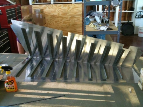 Stiffeners Primed and riveted to skin