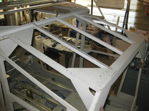Rear cabin support members in place