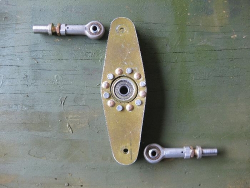 One of the assembled bellcranks