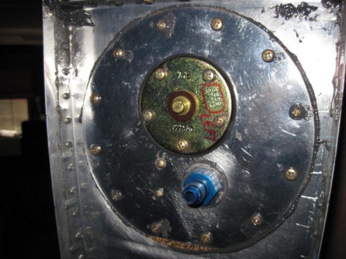 The fuel gauge sender unit in place.