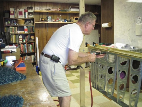 Dimple countersinking the spar flange with the microstop countersink.