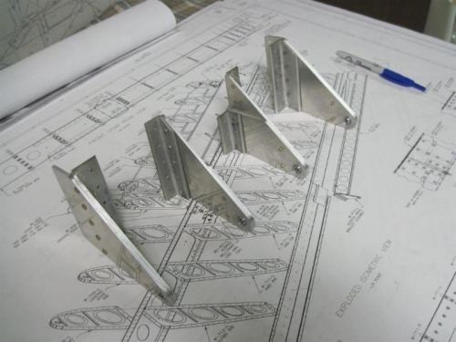 The aileron hinge brackets ready for installation.
