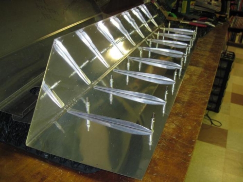 Stiffeners drilled in place on the aileron skin