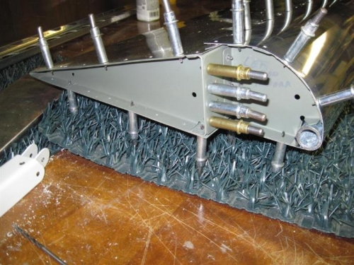 Inboard end of the left aileron showing nose and main ribs and reinforcing plate