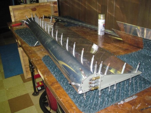 The left aileron clecoed together the first time