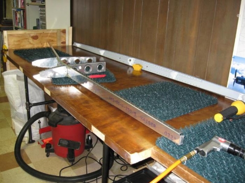 The forward spar with the inboard ribs riveted in place.