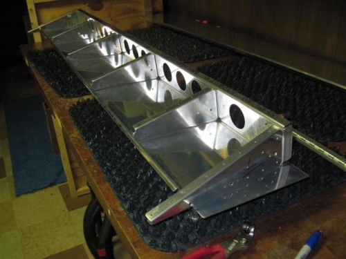 Left flap ribs and spar on the bottom skin