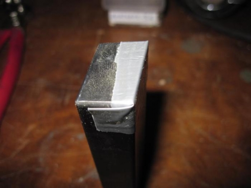 Duct tape on the end of the tungsten bucking bar.