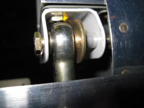 The aileron pushrod attached to the aileron.